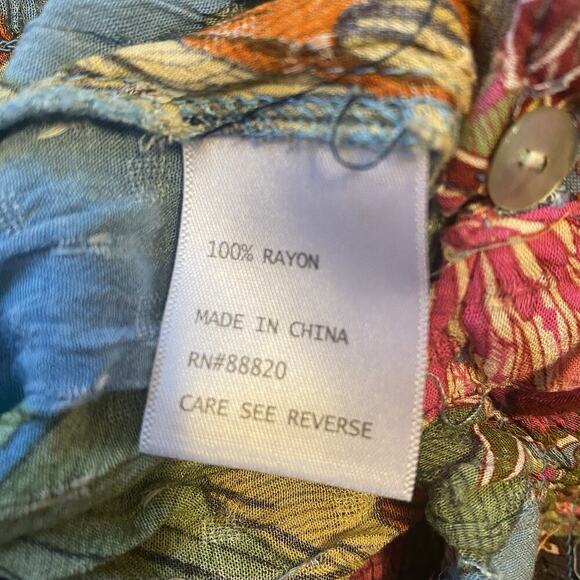 Y2K Tiered Peasant Skirt Maxi Women XS/S PullOn Elastic Boho Beach Tropical Bird - Picture 5 of 10